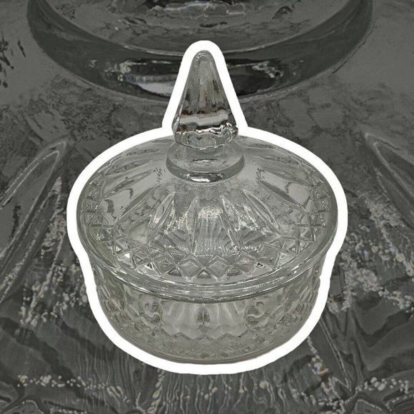 Vintage Indiana Glass Princess Diamond Pattern Clear Candy Dish with Lid MCM - Picture 5 of 16